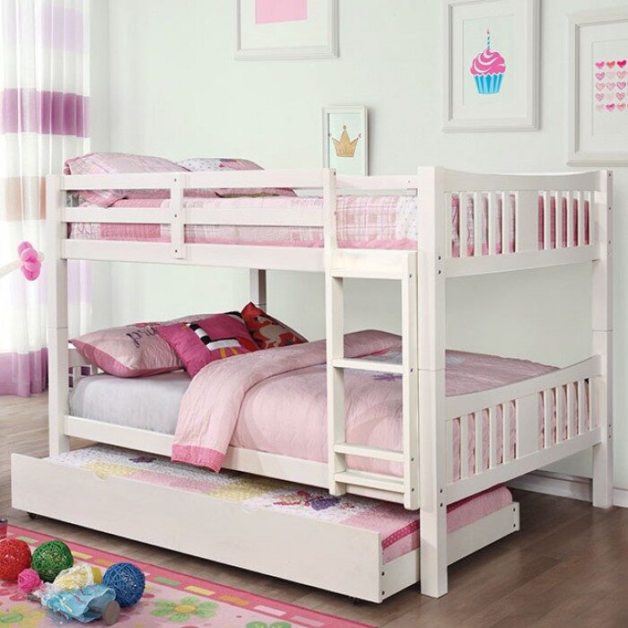 Full/full bunk bed in white finish by Furniture of America