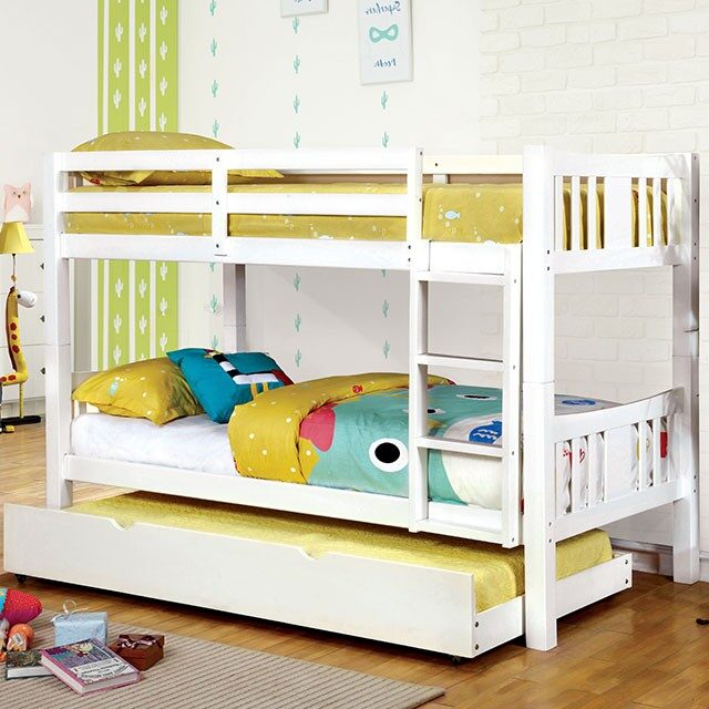 Twin/twin bunk bed in white finish by Furniture of America