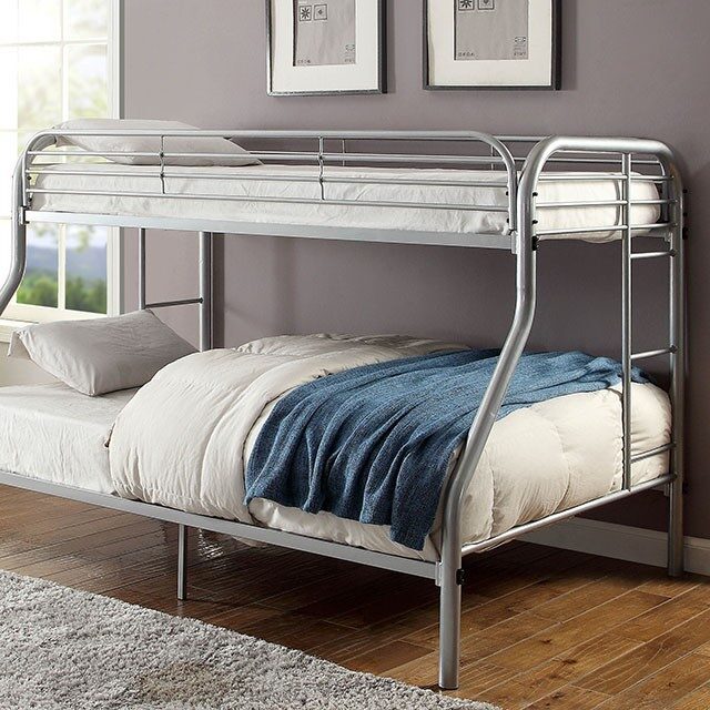 Silver transitional twin/full bunk bed by Furniture of America