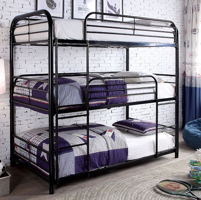 Black transitional twin triple decker bed by Furniture of America