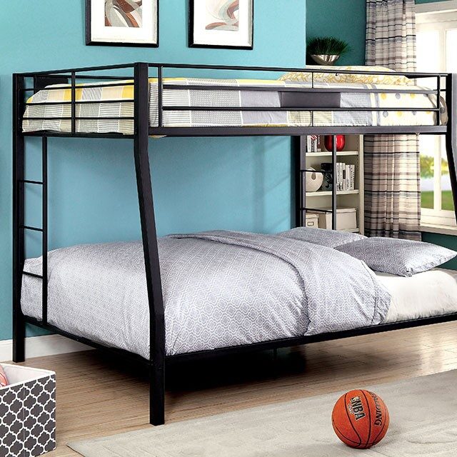 Full/queen bunk bed in black metal finish by Furniture of America