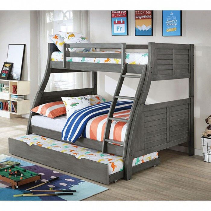 Gray plank style construction twin/full bunk bed by Furniture of America