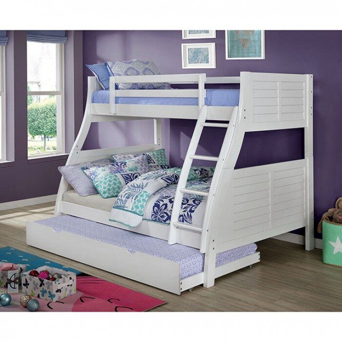 White plank style construction twin/full bunk bed by Furniture of America