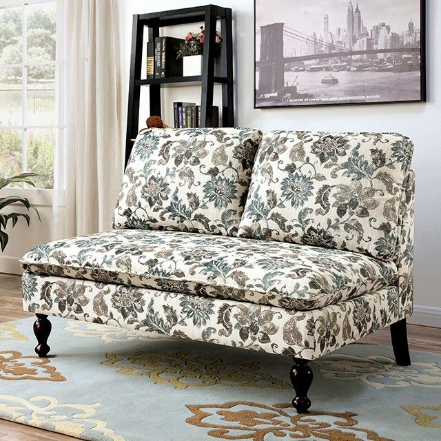 Floral fabric upholstery contemporary bench by Furniture of America