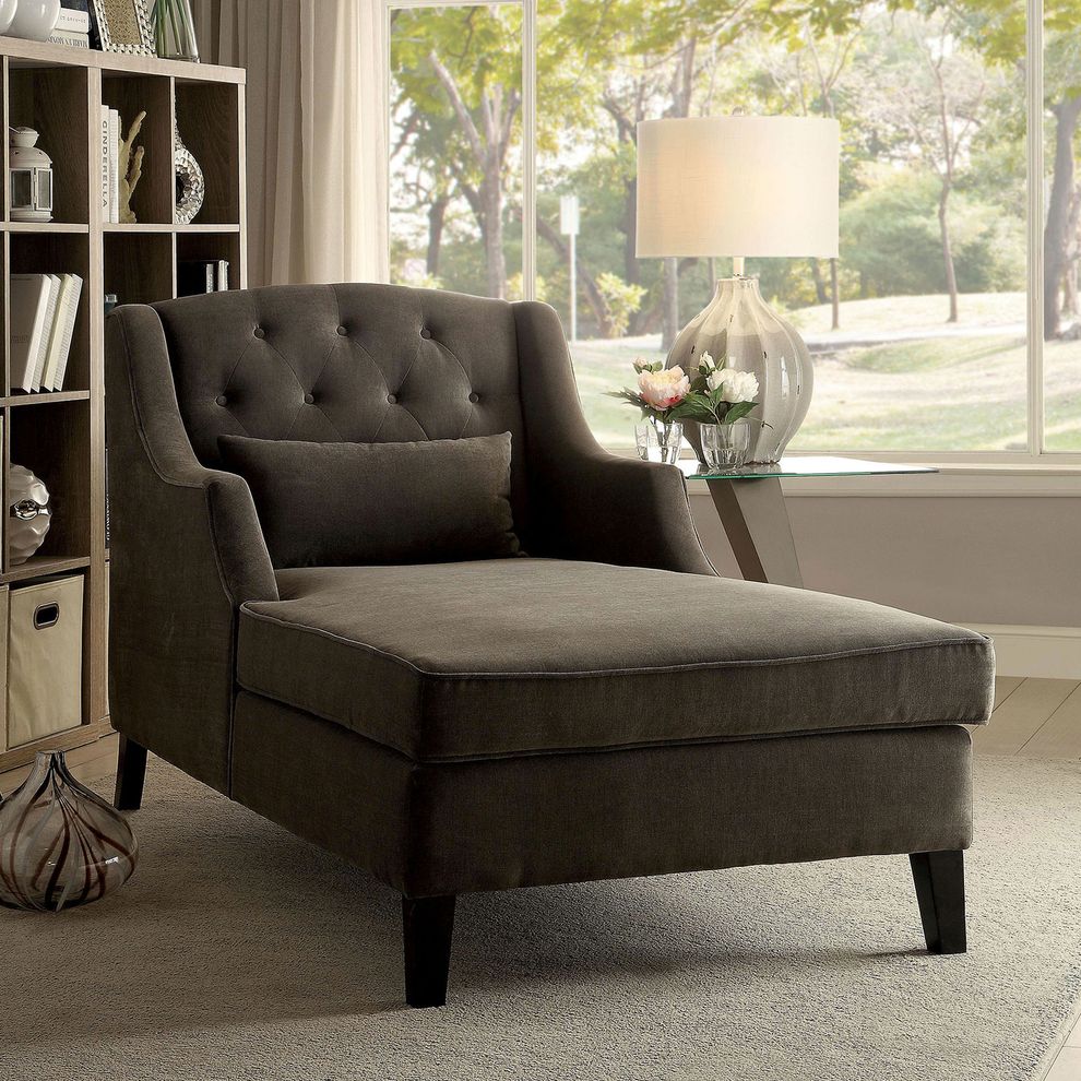 Warm Gray Traditional Chaise by Furniture of America