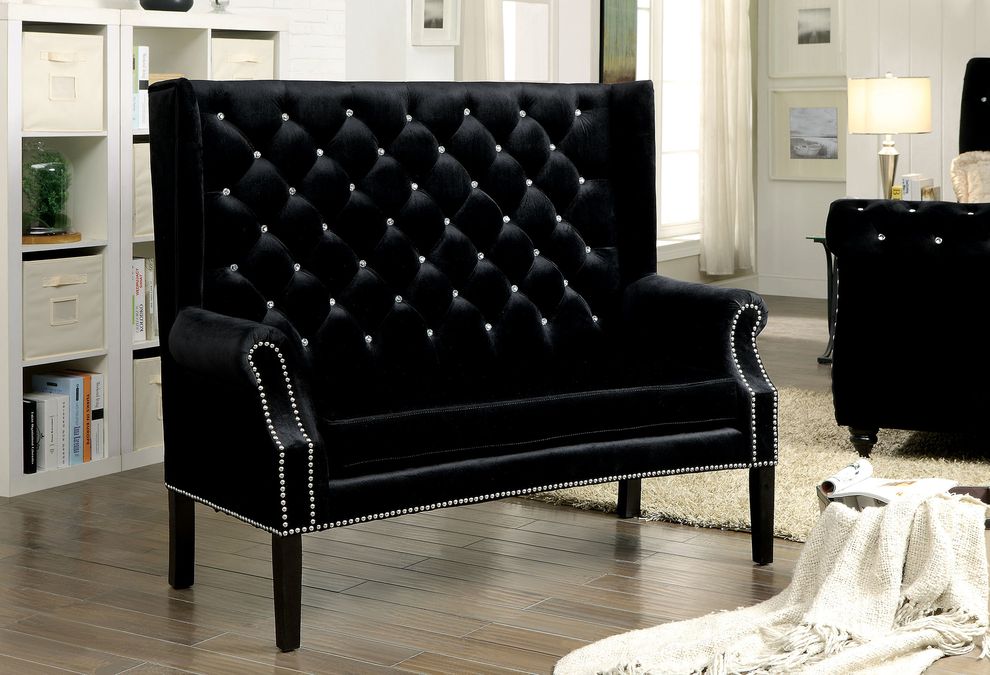 Black Contemporary Love Seat Bench by Furniture of America