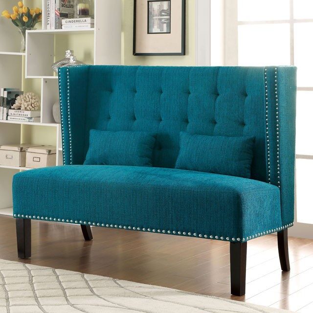 Teal traditional love seat bench by Furniture of America