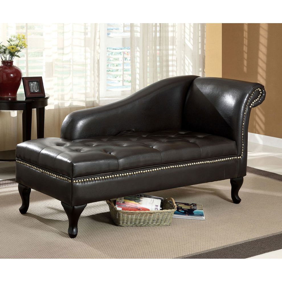 Black Contemporary Storage Chaise by Furniture of America