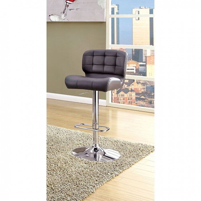 Gray leatherette contemporary bar stool by Furniture of America