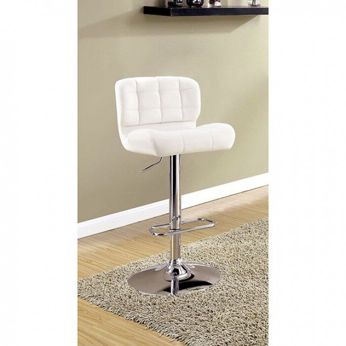 White leatherette contemporary bar stool by Furniture of America