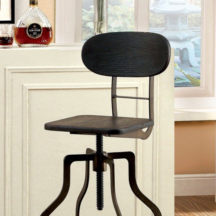 Dark brown industrial swivel bar stool by Furniture of America