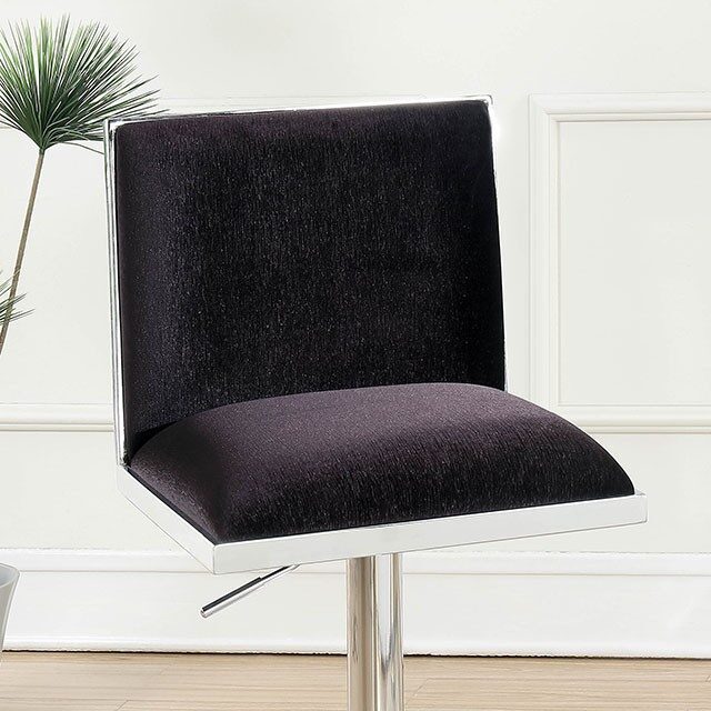 Black velvet-like fabric contemporary bar stool by Furniture of America