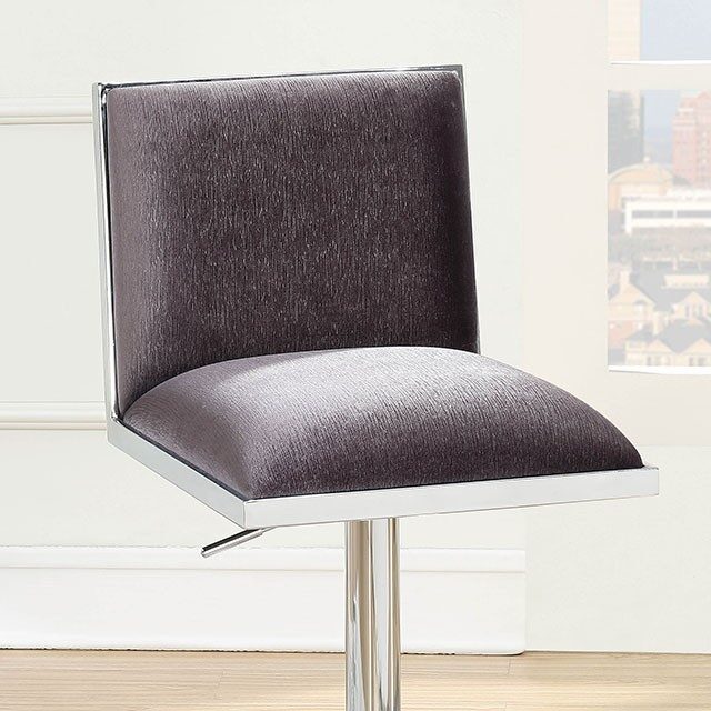Gray velvet-like fabric contemporary bar stool by Furniture of America
