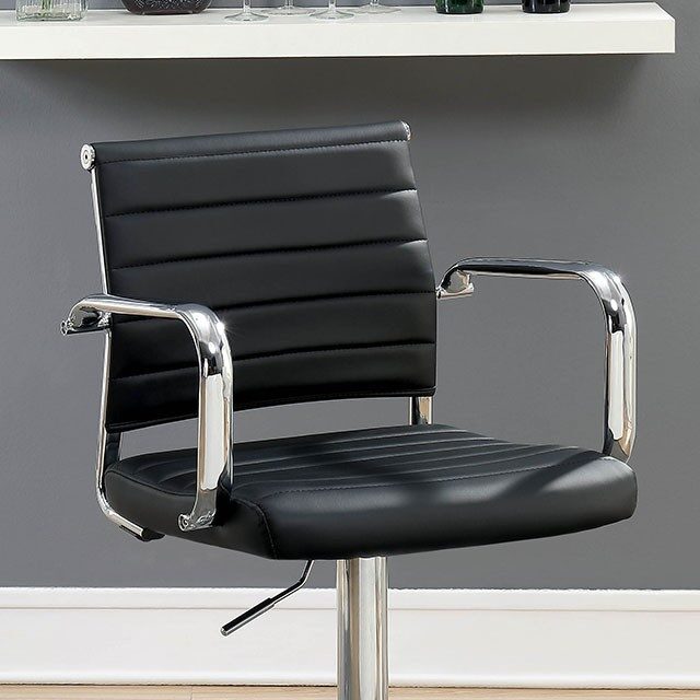 Black leatherette contemporary bar stool by Furniture of America