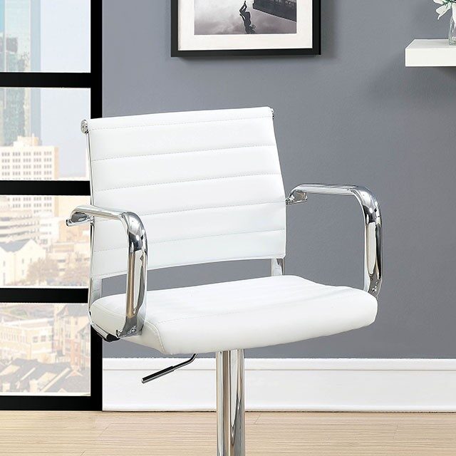 White leatherette contemporary bar stool by Furniture of America