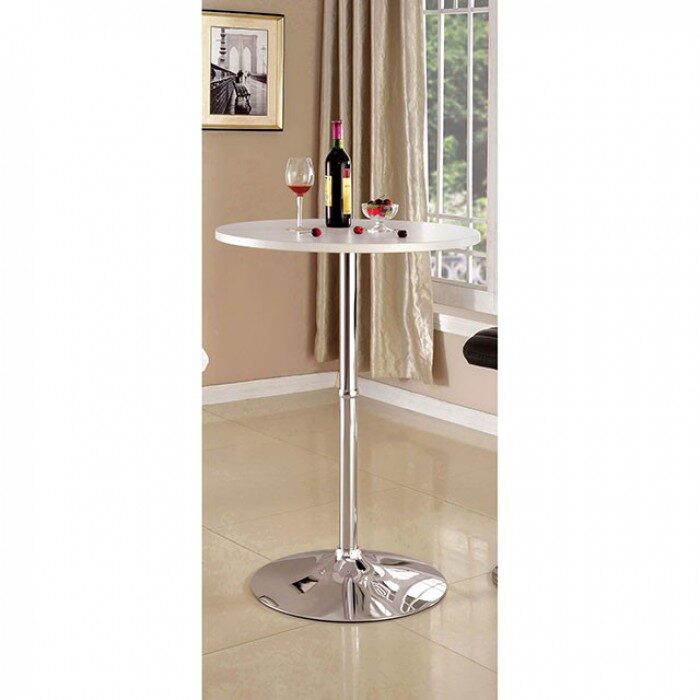 White round top contemporary bar table by Furniture of America