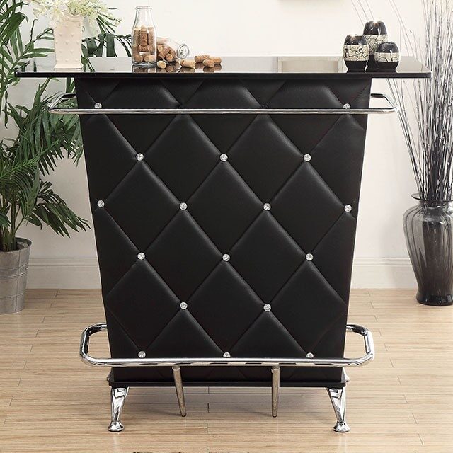 Black/ chrome contemporary bar table by Furniture of America