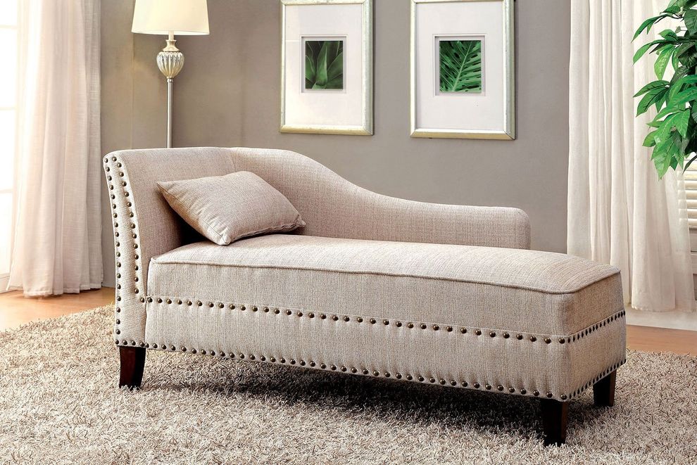Beige contemporary chaise by Furniture of America