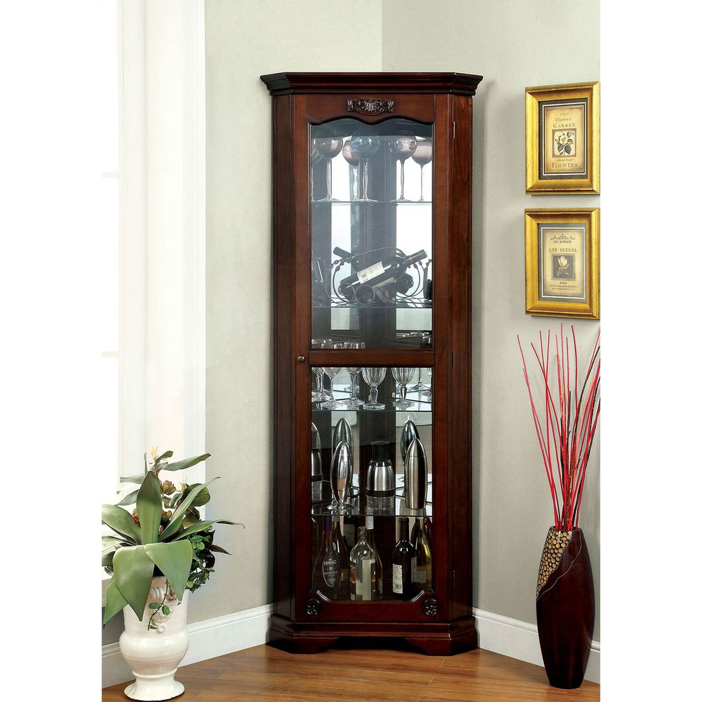 Walnut Traditional Curio by Furniture of America