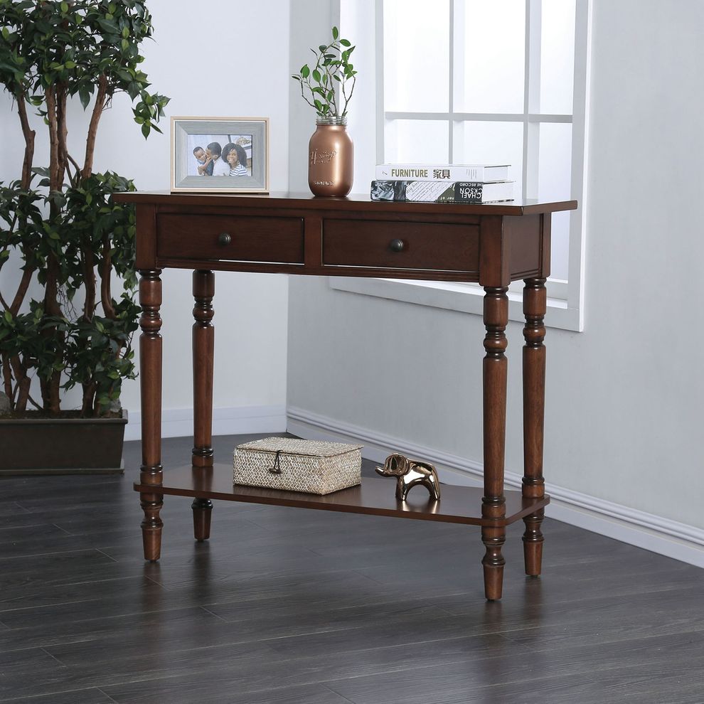 Cherry transitional desk / side console table by Furniture of America