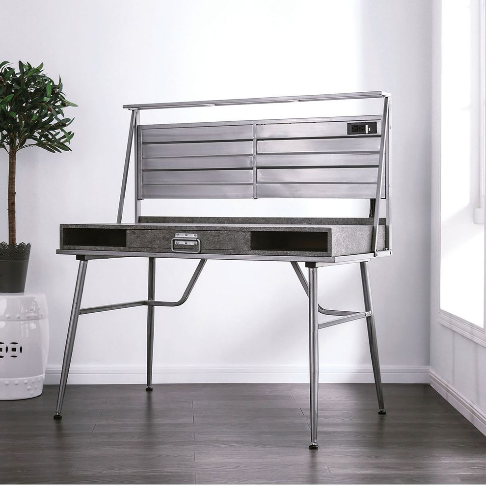 Silver Industrial Desk by Furniture of America