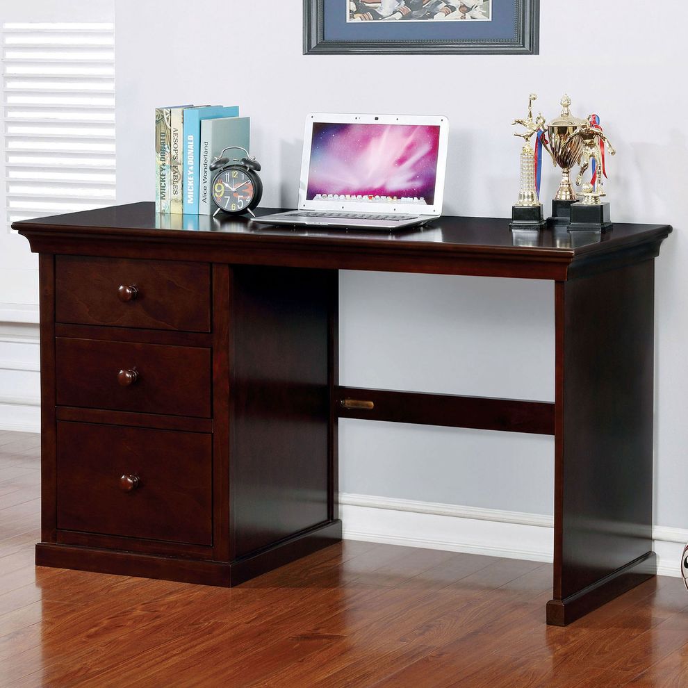 Dark walnut finish computer / office desk by Furniture of America