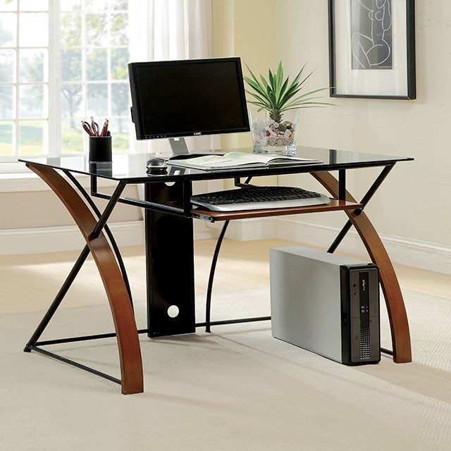 Oak/black contemporary accent desk by Furniture of America