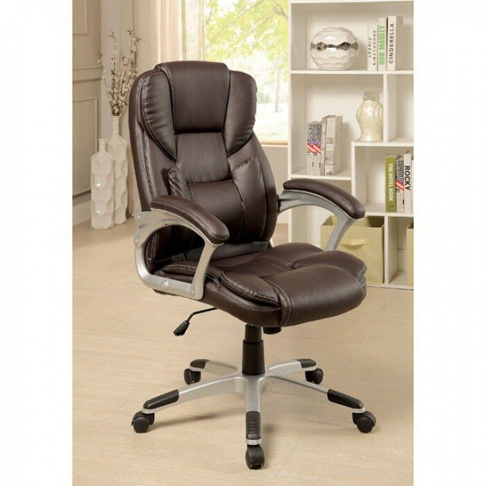 Dark brown leatherette contemporary office chair by Furniture of America