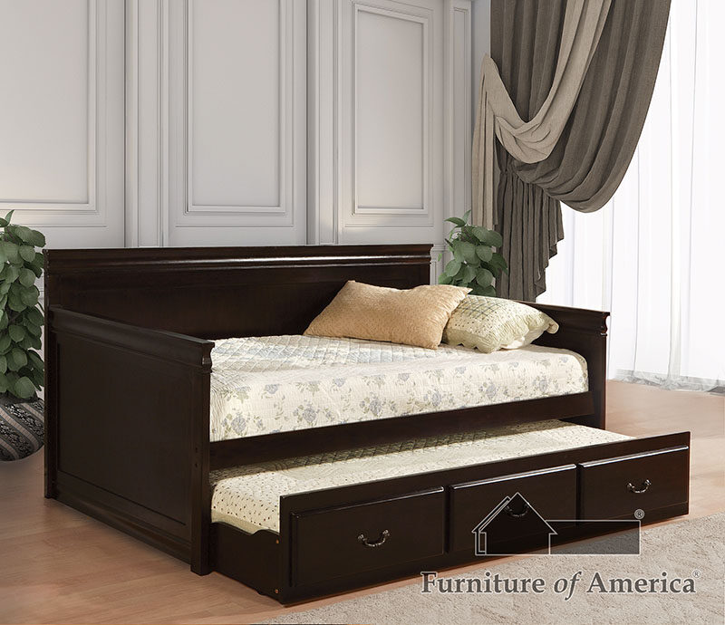 Dark walnut finished daybed w/ trundle by Furniture of America