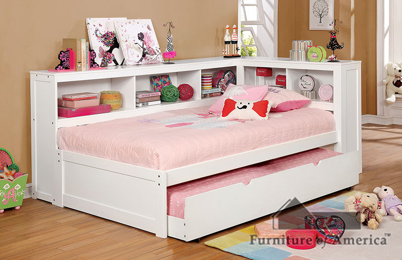 Corner design transitional daybed in white finish by Furniture of America