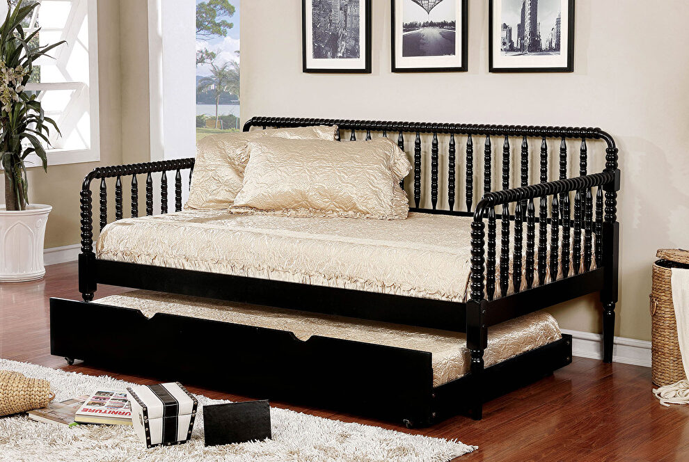 Solid wood traditional twin daybed in black finish by Furniture of America