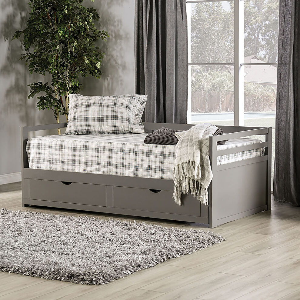 Transitional style daybed in gray finish with two drawers by Furniture of America