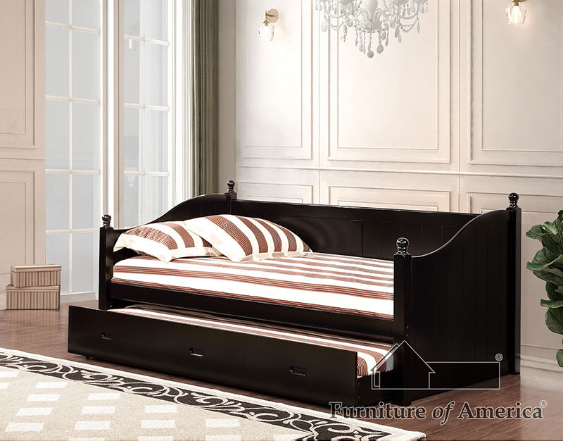Black finished daybed w/ trundle by Furniture of America