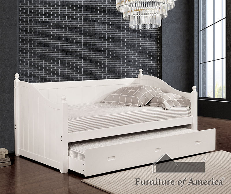 White finished daybed w/ trundle by Furniture of America