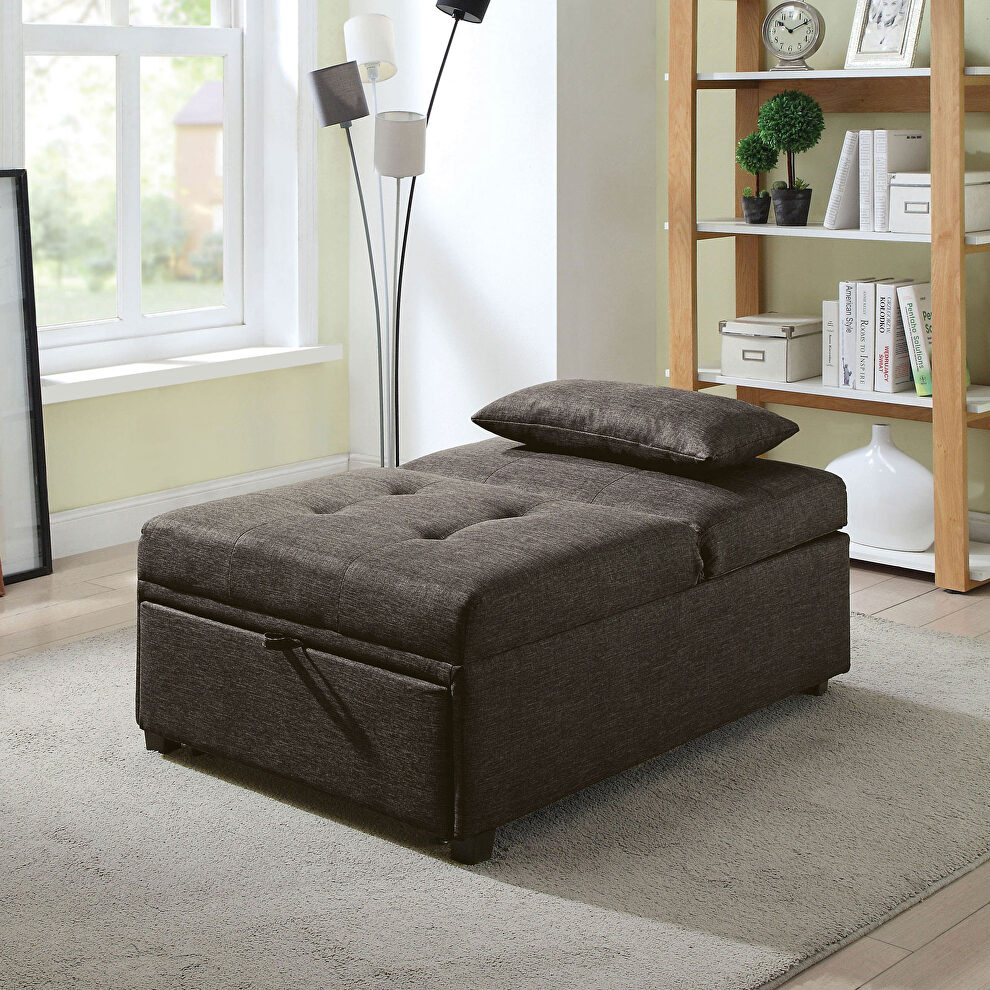 Dark gray transitional futon sofa by Furniture of America