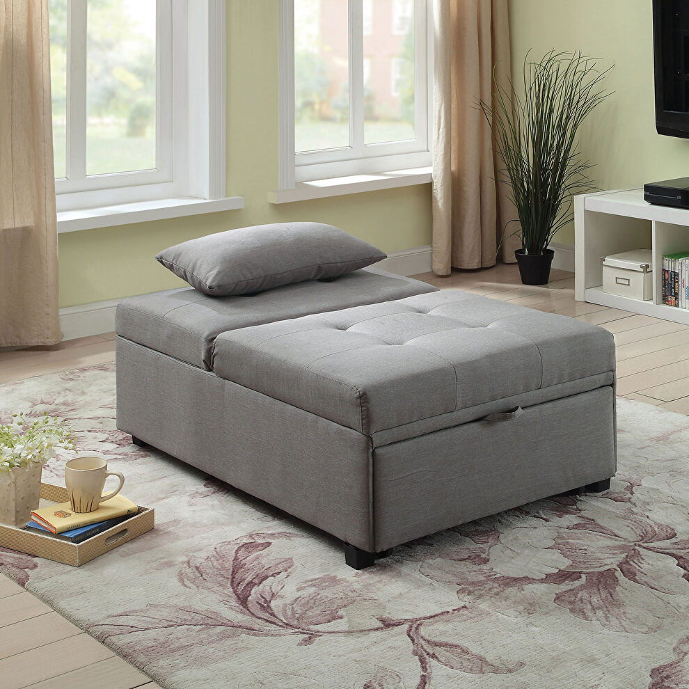 Gray transitional futon sofa by Furniture of America