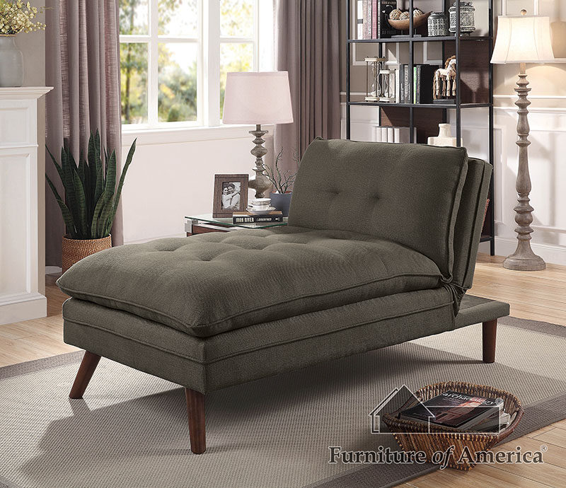Black/light oak transitional chaise by Furniture of America
