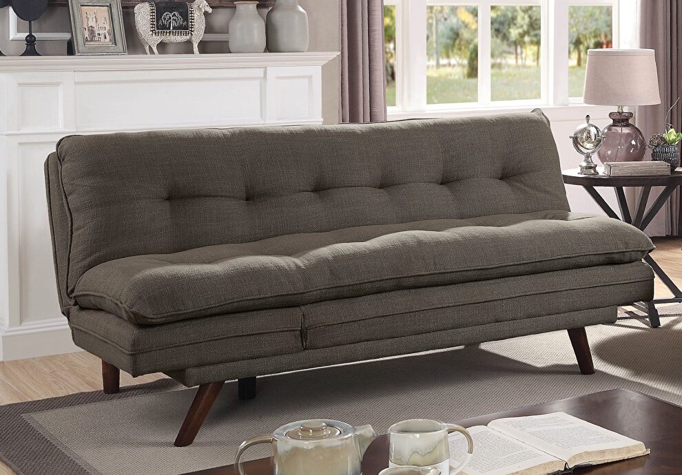 Black/light oak transitional futon sofa by Furniture of America