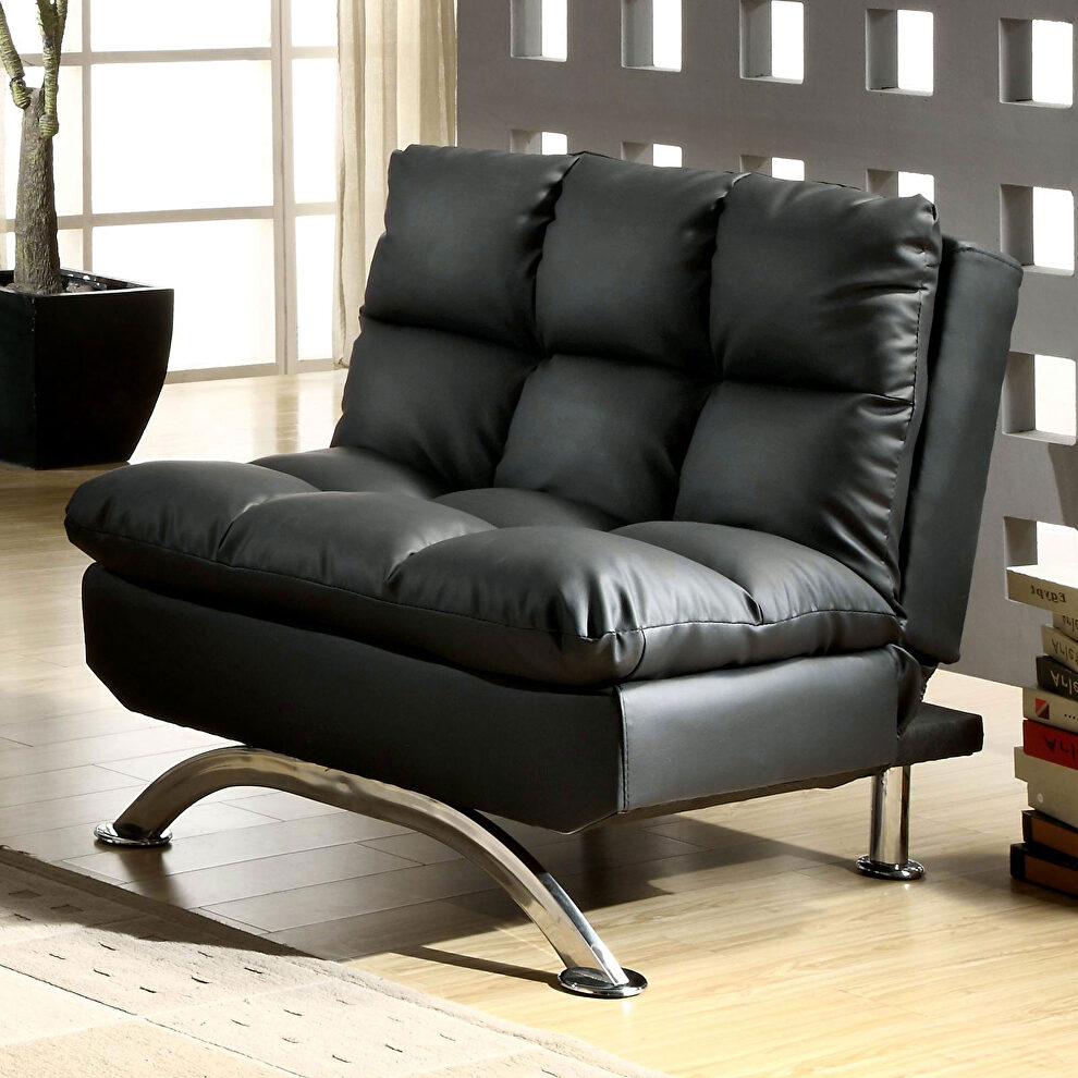Black/chrome contemporary chair by Furniture of America