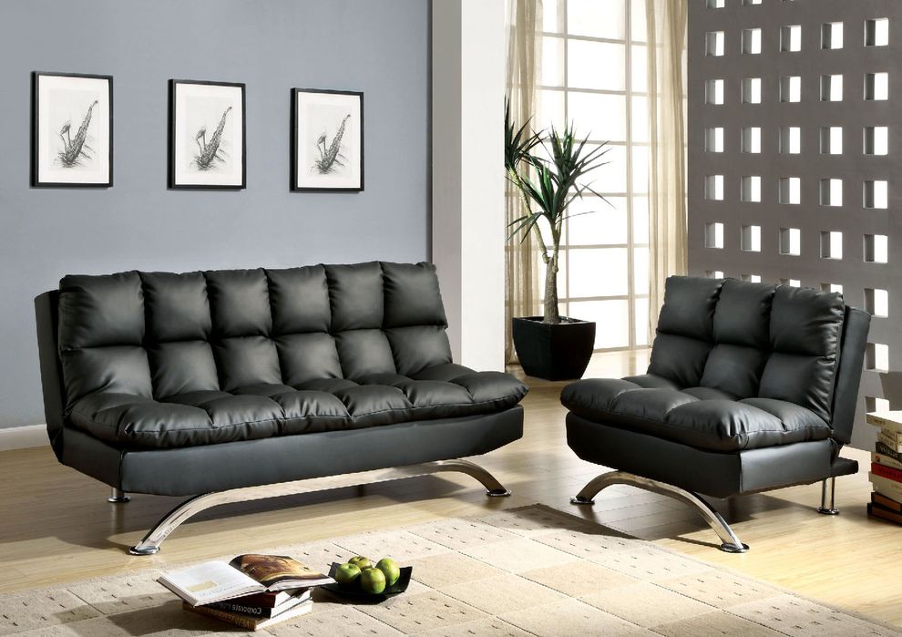 Black Contemporary Sofa Futon by Furniture of America