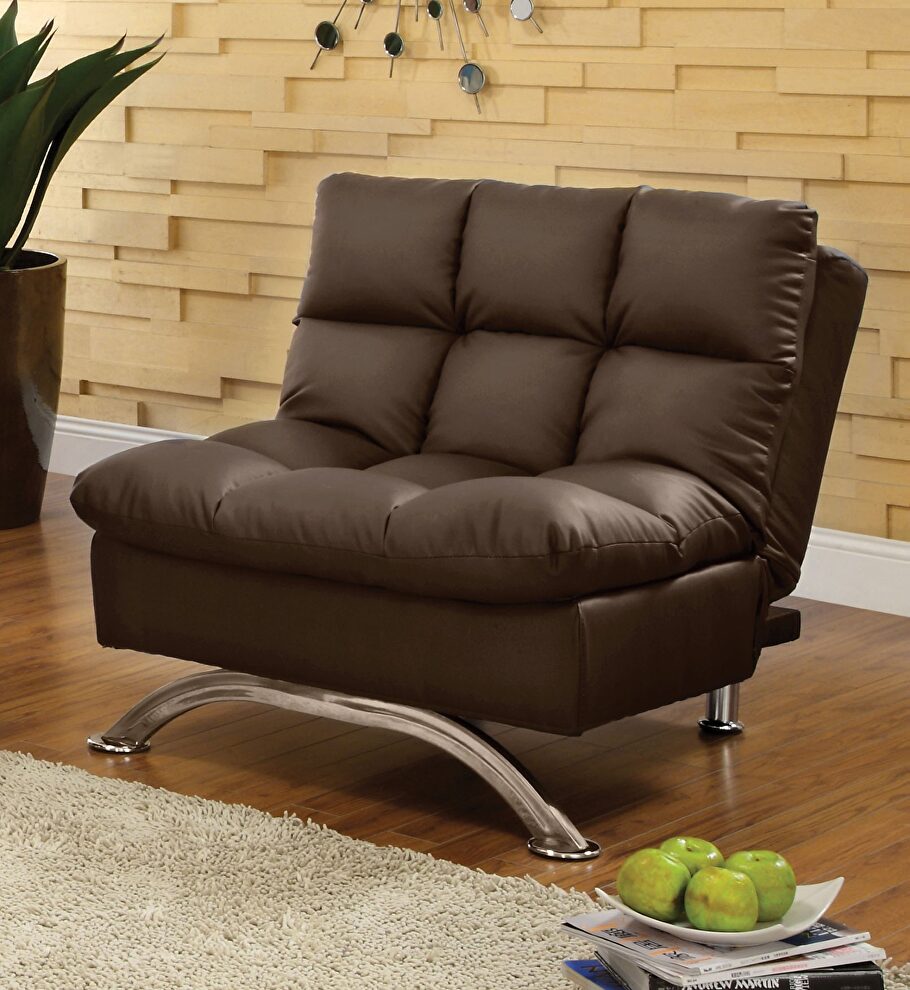Dark brown leatherette contemporary chair by Furniture of America