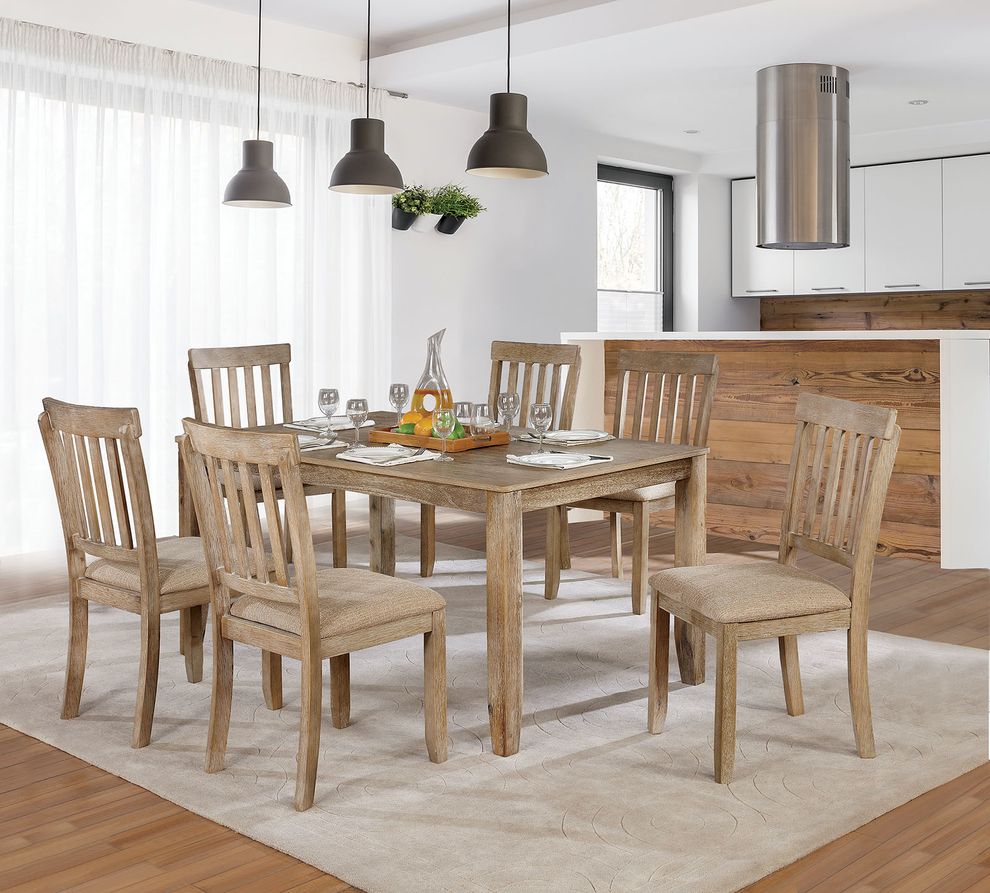 7pcs casual natural rustic tone dining set by Furniture of America