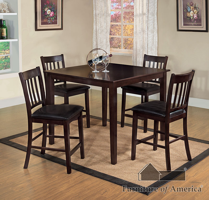 Espresso transitional 5 pc. counter ht. table set by Furniture of America