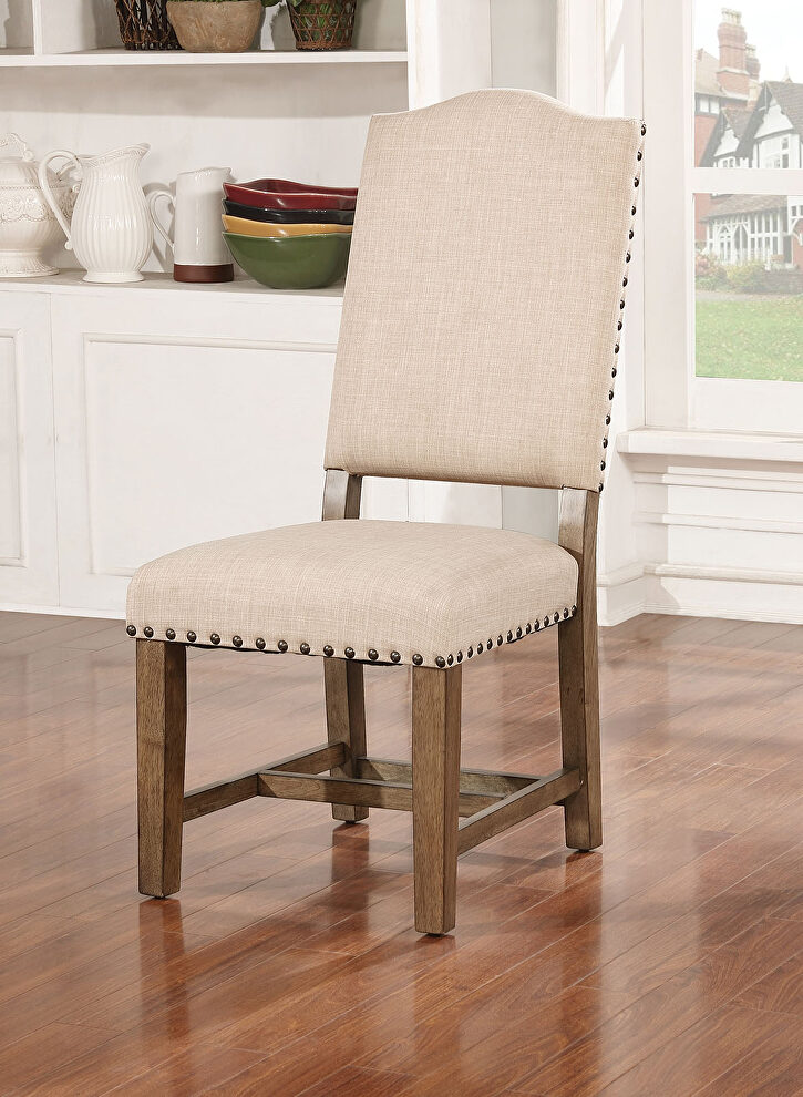 Beige upholstered seat transitional style dining chair by Furniture of America