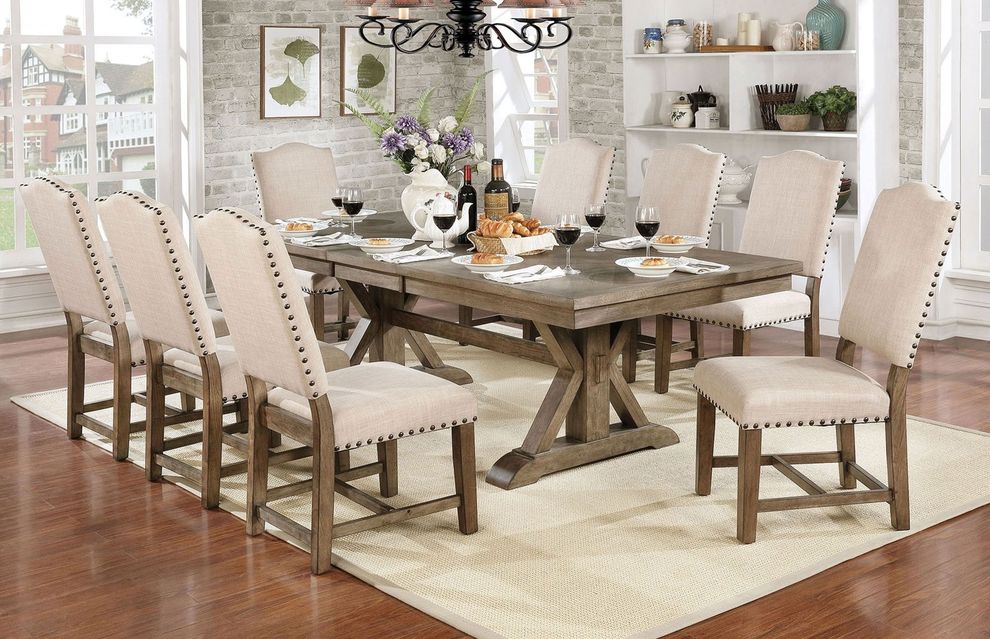 Transitional style family dining w/ nailhead trim by Furniture of America