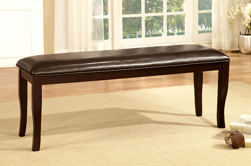 Dark cherry/espresso padded bench by Furniture of America