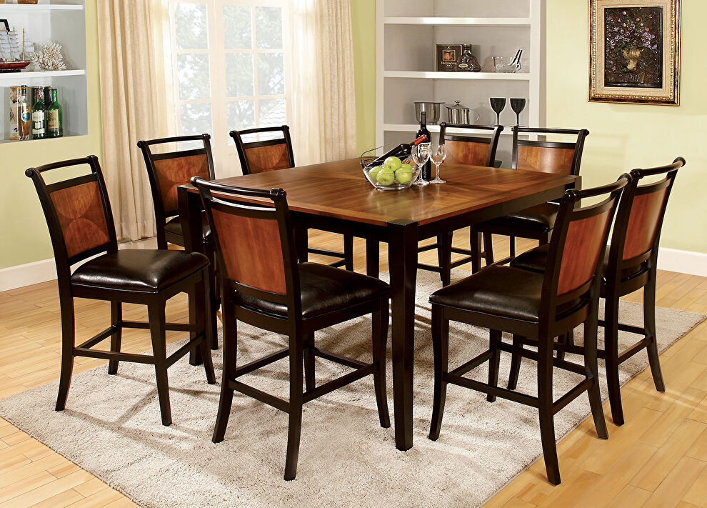 Espresso/black transitional square counter height table by Furniture of America