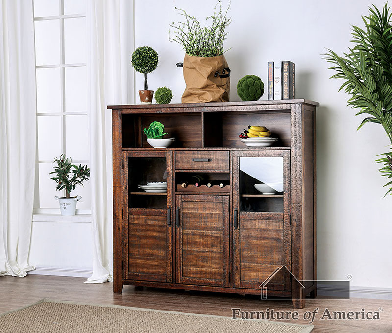 Light walnut rustic server by Furniture of America