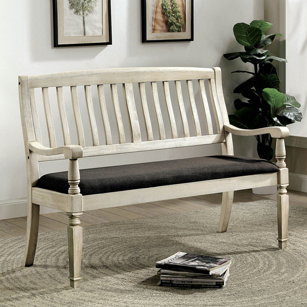 Antique white/gray rustic bench by Furniture of America