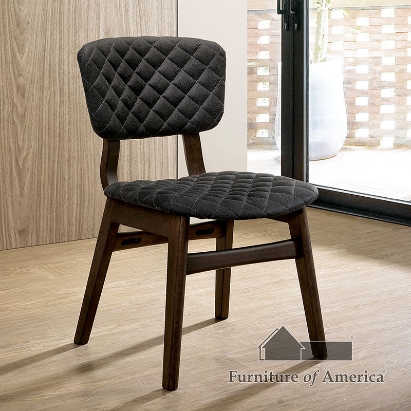 Gray walnut mid-century modern dining chair by Furniture of America